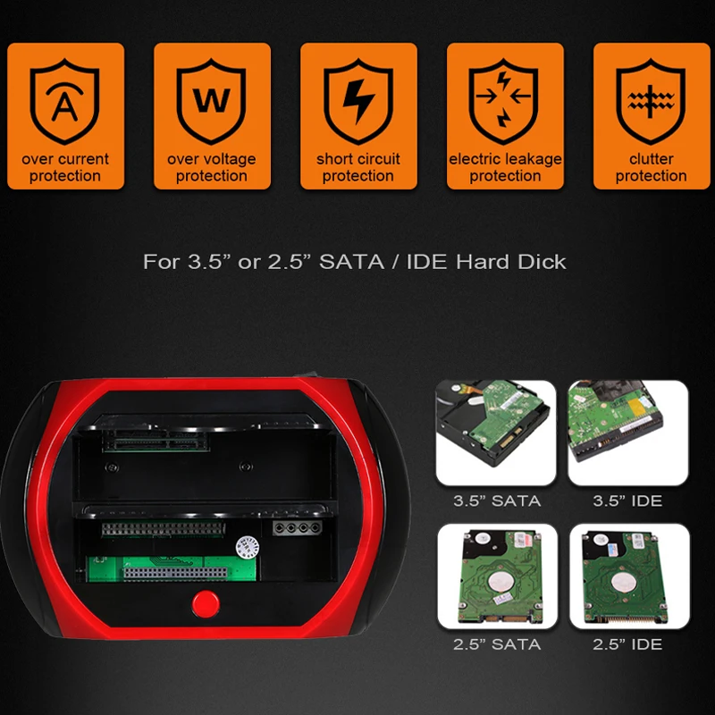 HDD SSD Docking Station USB to 2.5 3.5 Inch SATAI/II/III IDE Dual Slots External Hard Disk Enclosure case hd externo HDD SSD Docking Station USB to 2.5 3.5 Inch SATAI/II/III IDE Dual Slots External Hard Disk Enclosure case hd externo