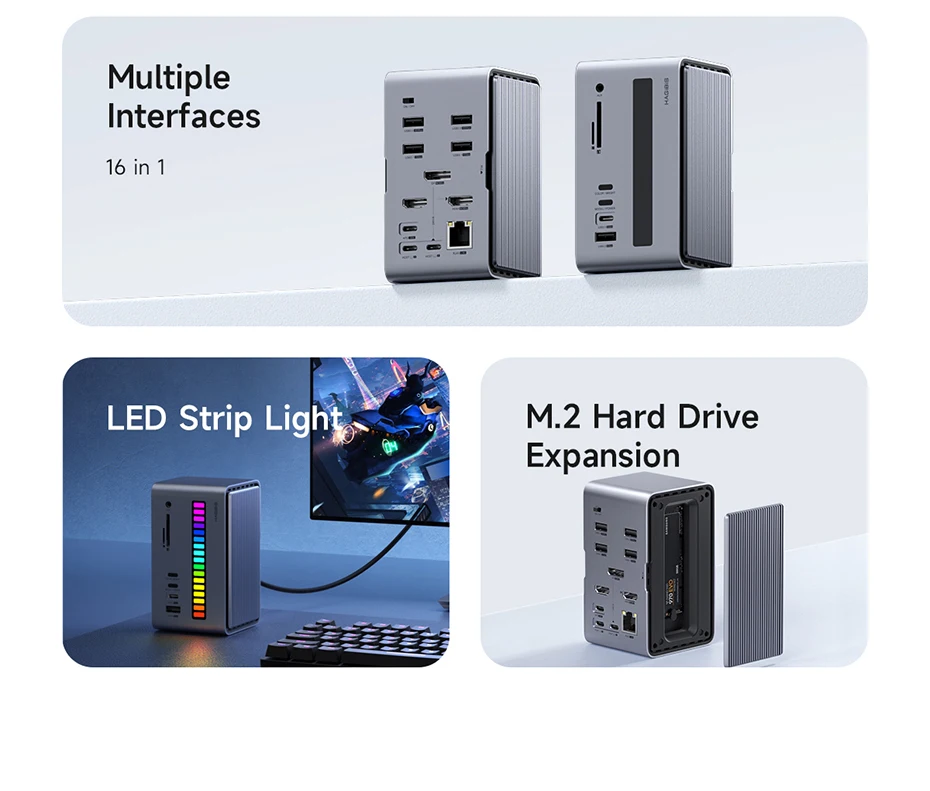 Hagibis USB C Docking Station with Dual HDMI-compatible M.2 SSD Enclosure Ethernet 100W PD USB Hub SD/TF for Laptop Macbook Pro Hagibis USB C Docking Station with Dual HDMI-compatible M.2 SSD Enclosure Ethernet 100W PD USB Hub SD/TF for Laptop Macbook Pro