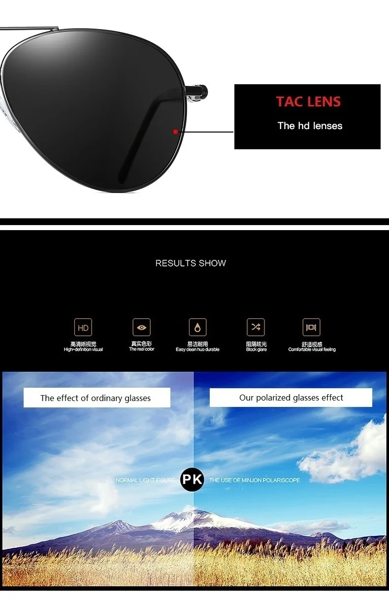 Polarized Sunglasses For Men Pilot Glasses Women Male Driver Sun Glasses Day And Night Vision Eyewear Brand Design Shades UV400