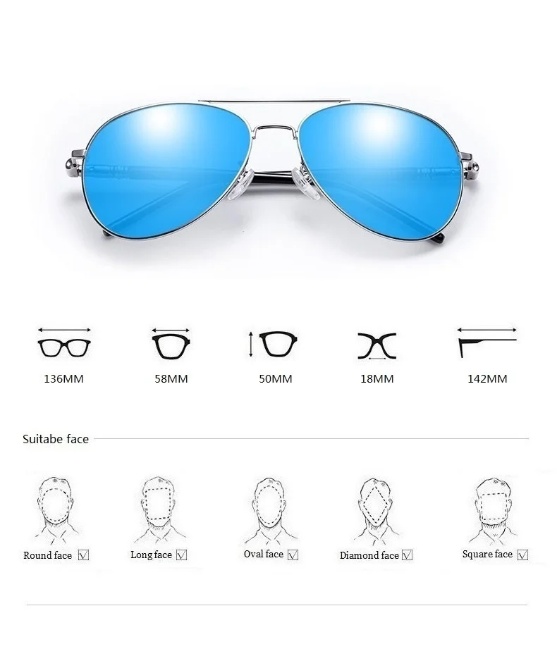 Polarized Sunglasses For Men Pilot Glasses Women Male Driver Sun Glasses Day And Night Vision Eyewear Brand Design Shades UV400