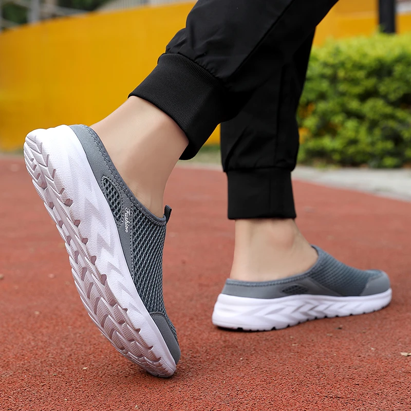 YRZL Mens Half Slippers Summer Breathable Mesh Mens Shoes Outdoor Casual Walking Shoes Large Flat Light Mesh Slippers Sandals YRZL Mens Half Slippers Summer Breathable Mesh Mens Shoes Outdoor Casual Walking Shoes Large Flat Light Mesh Slippers Sandals