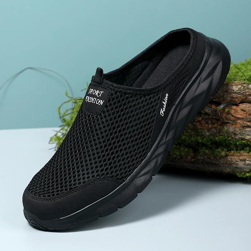 YRZL Mens Half Slippers Summer Breathable Mesh Mens Shoes Outdoor Casual Walking Shoes Large Flat Light Mesh Slippers Sandals YRZL Mens Half Slippers Summer Breathable Mesh Mens Shoes Outdoor Casual Walking Shoes Large Flat Light Mesh Slippers Sandals