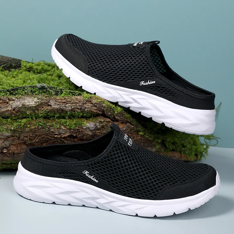 YRZL Mens Half Slippers Summer Breathable Mesh Mens Shoes Outdoor Casual Walking Shoes Large Flat Light Mesh Slippers Sandals YRZL Mens Half Slippers Summer Breathable Mesh Mens Shoes Outdoor Casual Walking Shoes Large Flat Light Mesh Slippers Sandals