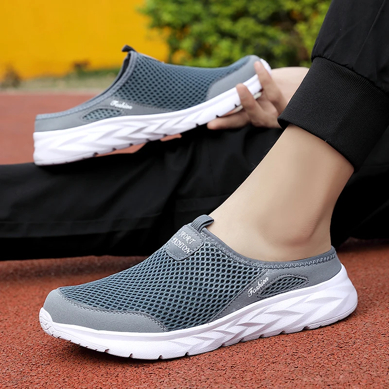 YRZL Mens Half Slippers Summer Breathable Mesh Mens Shoes Outdoor Casual Walking Shoes Large Flat Light Mesh Slippers Sandals YRZL Mens Half Slippers Summer Breathable Mesh Mens Shoes Outdoor Casual Walking Shoes Large Flat Light Mesh Slippers Sandals