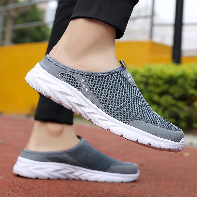 YRZL Mens Half Slippers Summer Breathable Mesh Mens Shoes Outdoor Casual Walking Shoes Large Flat Light Mesh Slippers Sandals YRZL Mens Half Slippers Summer Breathable Mesh Mens Shoes Outdoor Casual Walking Shoes Large Flat Light Mesh Slippers Sandals