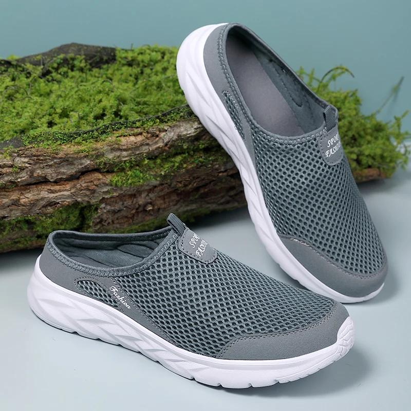 YRZL Mens Half Slippers Summer Breathable Mesh Mens Shoes Outdoor Casual Walking Shoes Large Flat Light Mesh Slippers Sandals YRZL Mens Half Slippers Summer Breathable Mesh Mens Shoes Outdoor Casual Walking Shoes Large Flat Light Mesh Slippers Sandals