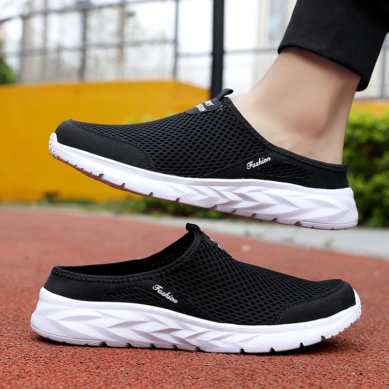 YRZL Mens Half Slippers Summer Breathable Mesh Mens Shoes Outdoor Casual Walking Shoes Large Flat Light Mesh Slippers Sandals YRZL Mens Half Slippers Summer Breathable Mesh Mens Shoes Outdoor Casual Walking Shoes Large Flat Light Mesh Slippers Sandals