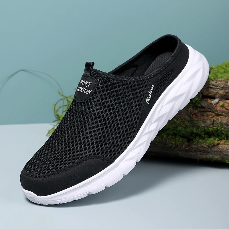 YRZL Mens Half Slippers Summer Breathable Mesh Mens Shoes Outdoor Casual Walking Shoes Large Flat Light Mesh Slippers Sandals YRZL Mens Half Slippers Summer Breathable Mesh Mens Shoes Outdoor Casual Walking Shoes Large Flat Light Mesh Slippers Sandals