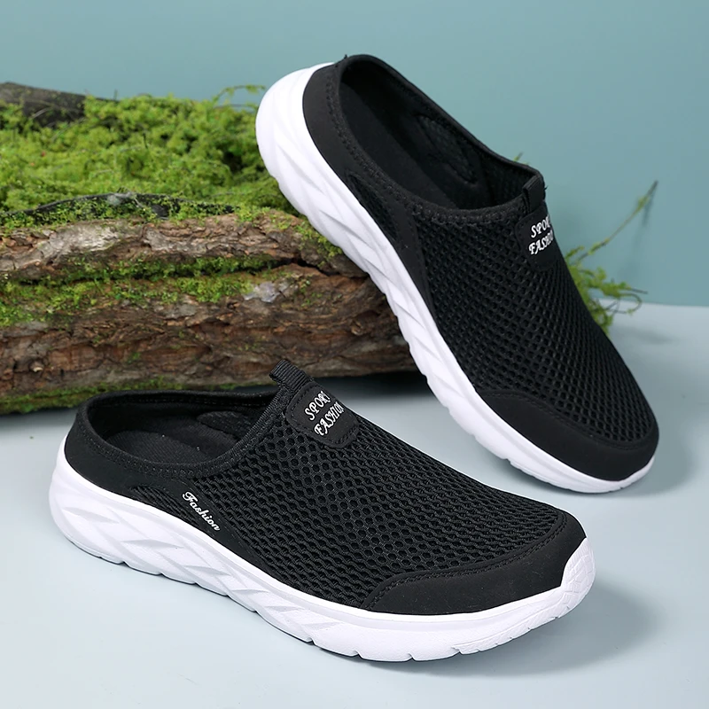 YRZL Mens Half Slippers Summer Breathable Mesh Mens Shoes Outdoor Casual Walking Shoes Large Flat Light Mesh Slippers Sandals YRZL Mens Half Slippers Summer Breathable Mesh Mens Shoes Outdoor Casual Walking Shoes Large Flat Light Mesh Slippers Sandals
