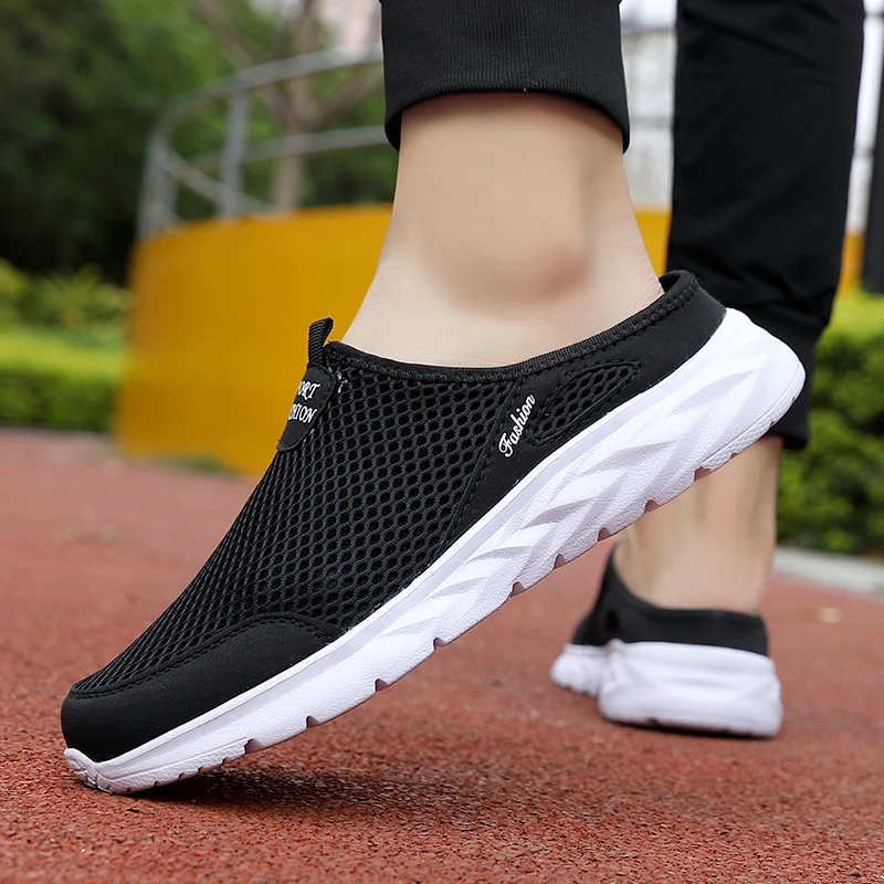 YRZL Mens Half Slippers Summer Breathable Mesh Mens Shoes Outdoor Casual Walking Shoes Large Flat Light Mesh Slippers Sandals YRZL Mens Half Slippers Summer Breathable Mesh Mens Shoes Outdoor Casual Walking Shoes Large Flat Light Mesh Slippers Sandals