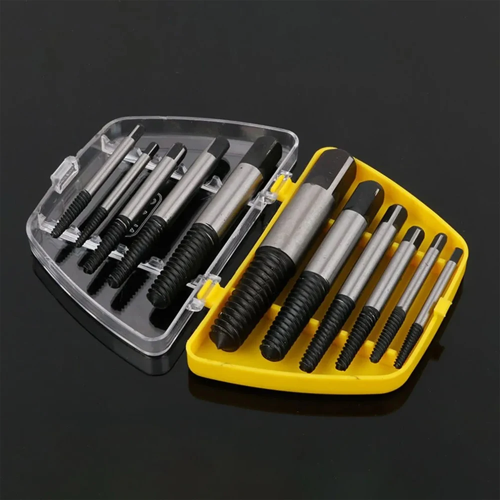 5/6Pcs Damaged Broken Screw Remover Extractor,Drill Bits Steel Durable Easy Out Remover Tool,Works on Wood and Machine Screws 5/6Pcs Damaged Broken Screw Remover Extractor,Drill Bits Steel Durable Easy Out Remover Tool,Works on Wood and Machine Screws