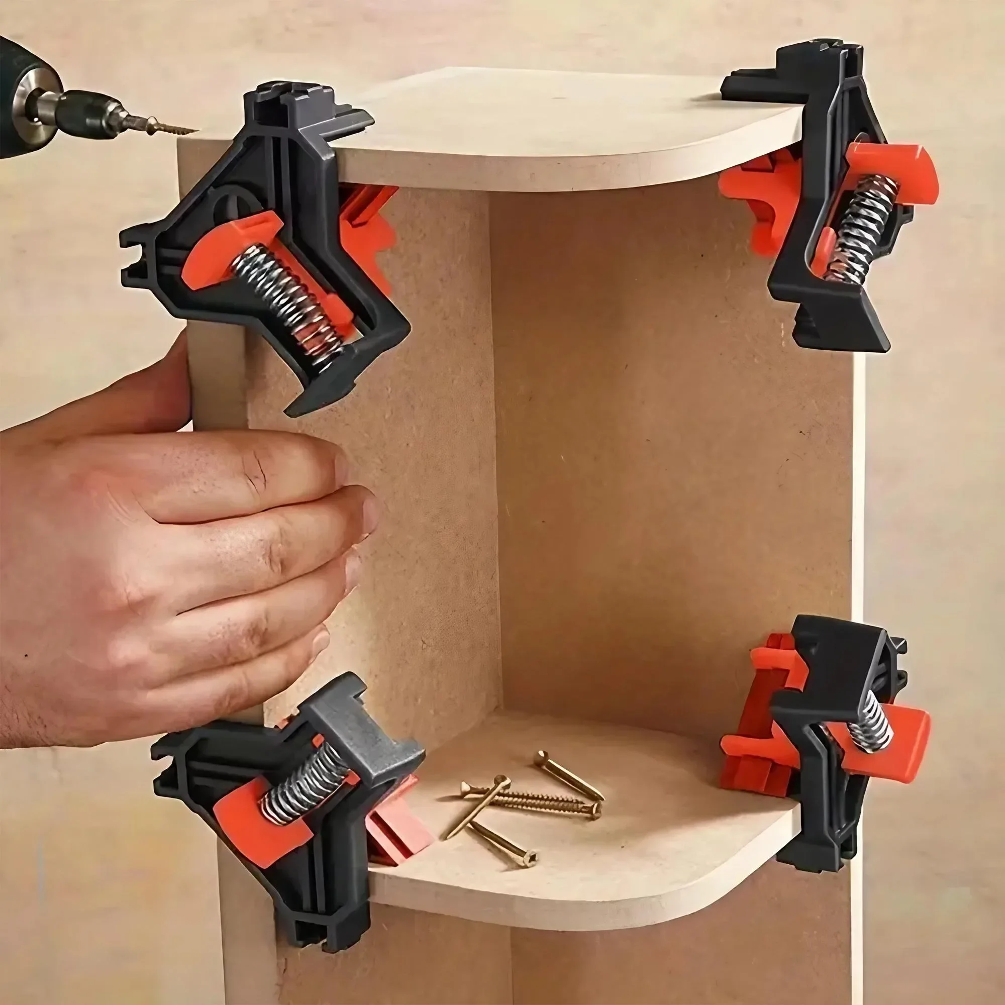 Professional Woodworking 90° Right Angle Clamps - Premium Accurate Frame and Cabinet Assembly Tools for Carpentry and DIY