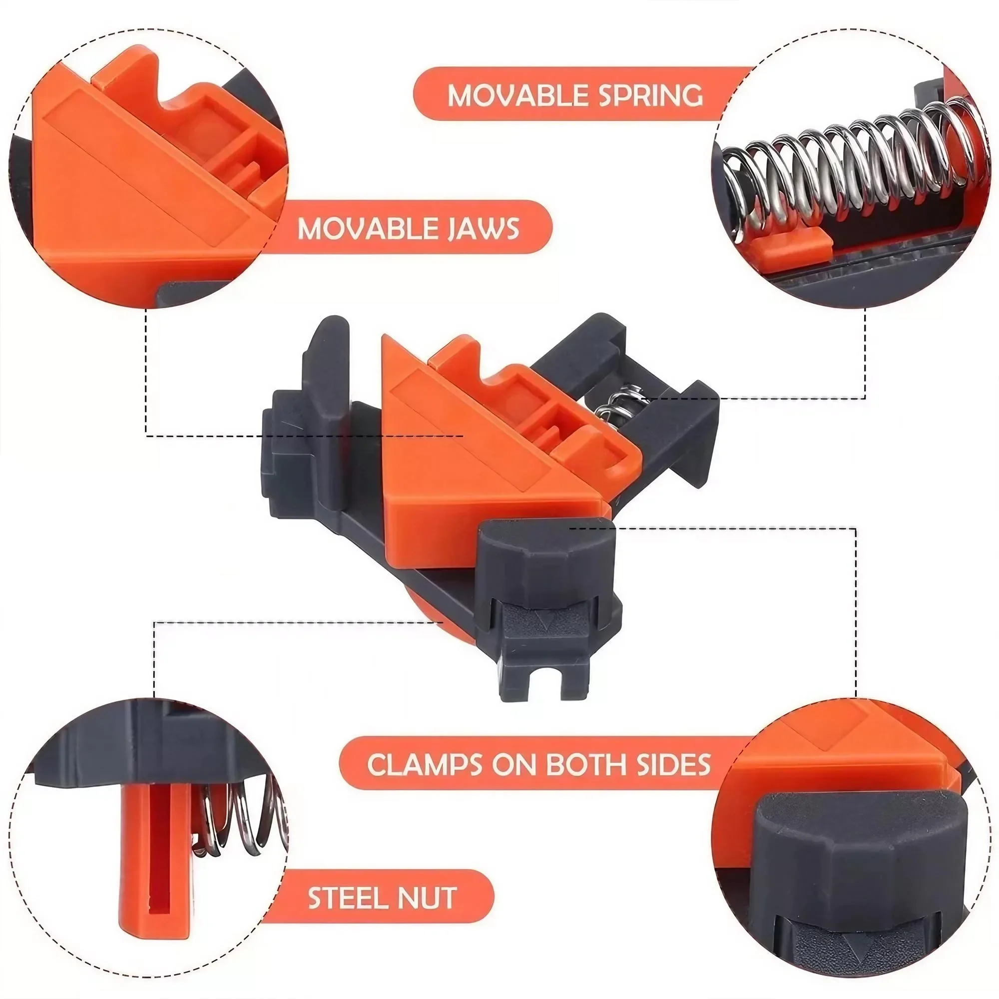 Professional Woodworking 90° Right Angle Clamps - Premium Accurate Frame and Cabinet Assembly Tools for Carpentry and DIY