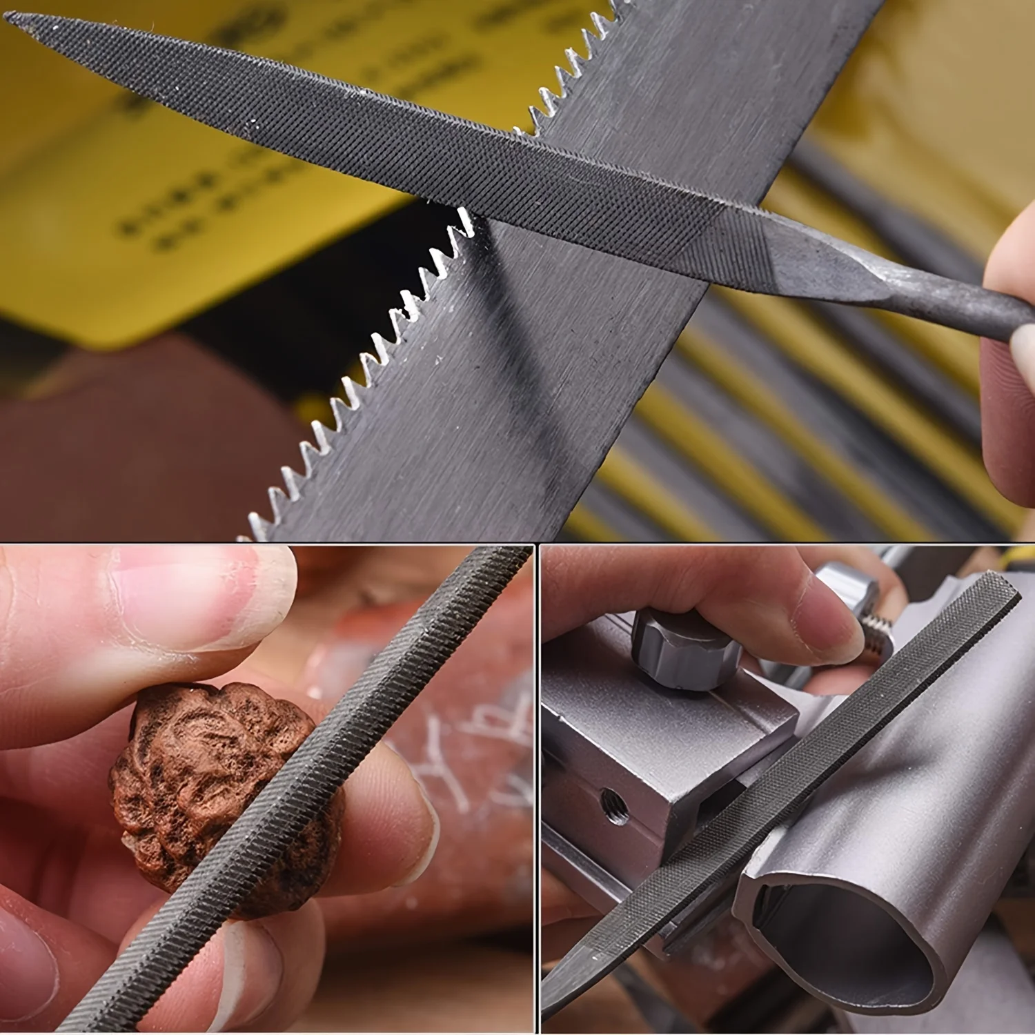Premium Needle File Set - High-Carbon Steel Files with Non-Slip Ergonomic Handles for Precise Filing on Wood, Plastic, Model Premium Needle File Set - High-Carbon Steel Files with Non-Slip Ergonomic Handles for Precise Filing on Wood, Plastic, Model