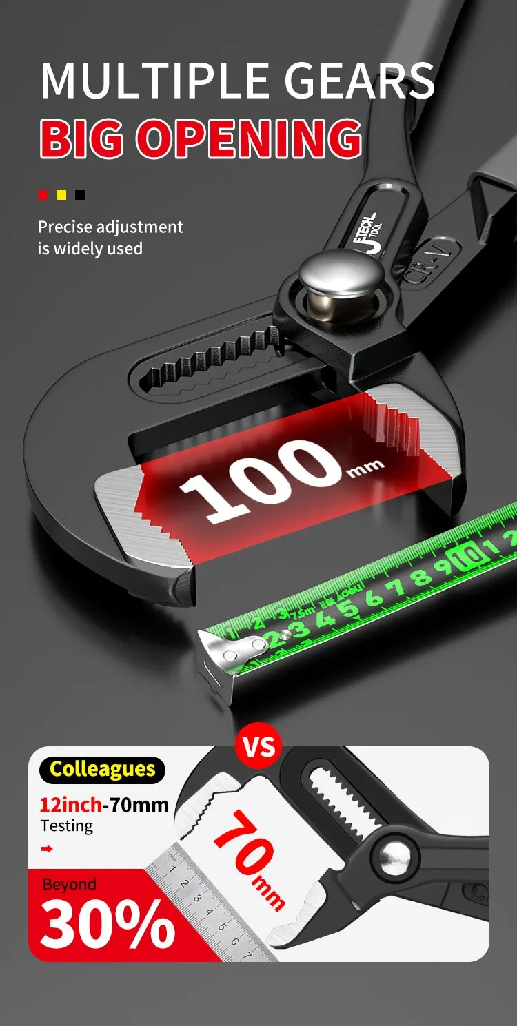 Water Pump Pliers Quick-Release Plumbing Pliers Pipe Wrench Adjustable Water Pipe Clamp Pliers Household Hand Tools Multi-functi