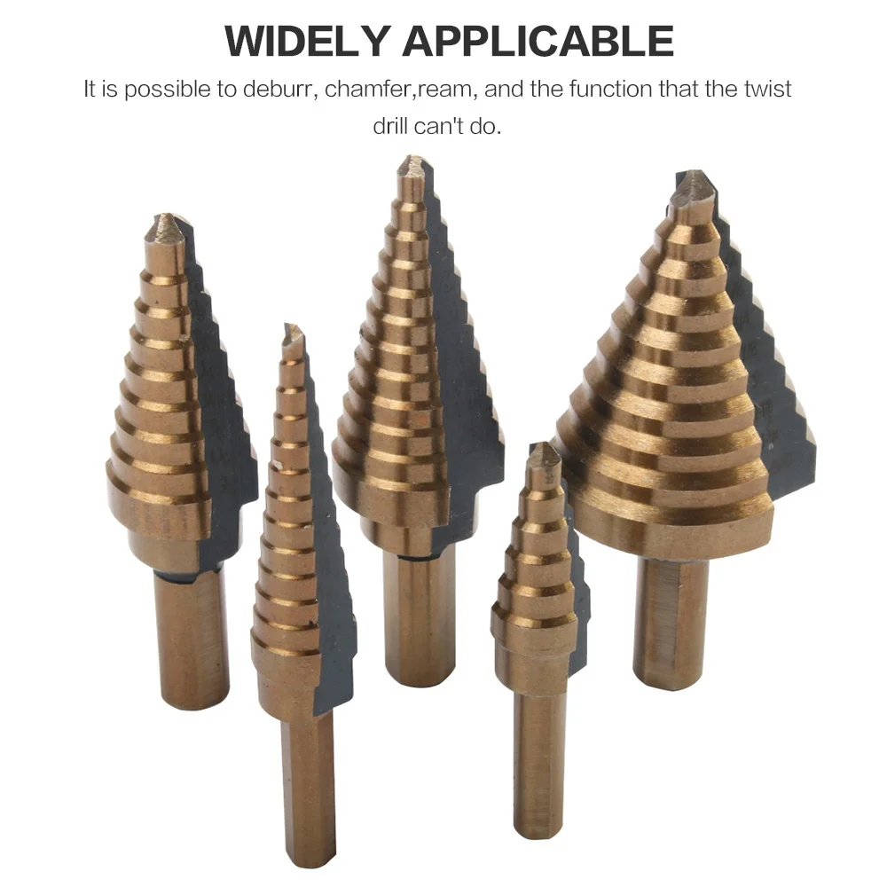 5pcs Step Drill Bit Set Hss Cobalt Multiple Hole 50 Sizes Cobalt Titanium Conical Carbide Drill Perforator Hole Cutter Tool 5pcs Step Drill Bit Set Hss Cobalt Multiple Hole 50 Sizes Cobalt Titanium Conical Carbide Drill Perforator Hole Cutter Tool