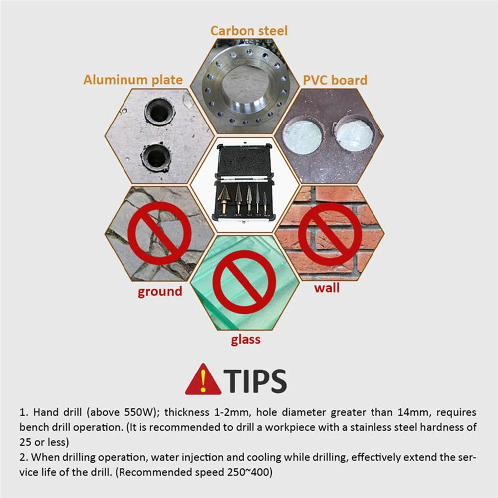 5pcs Step Drill Bit Set Hss Cobalt Multiple Hole 50 Sizes Cobalt Titanium Conical Carbide Drill Perforator Hole Cutter Tool 5pcs Step Drill Bit Set Hss Cobalt Multiple Hole 50 Sizes Cobalt Titanium Conical Carbide Drill Perforator Hole Cutter Tool