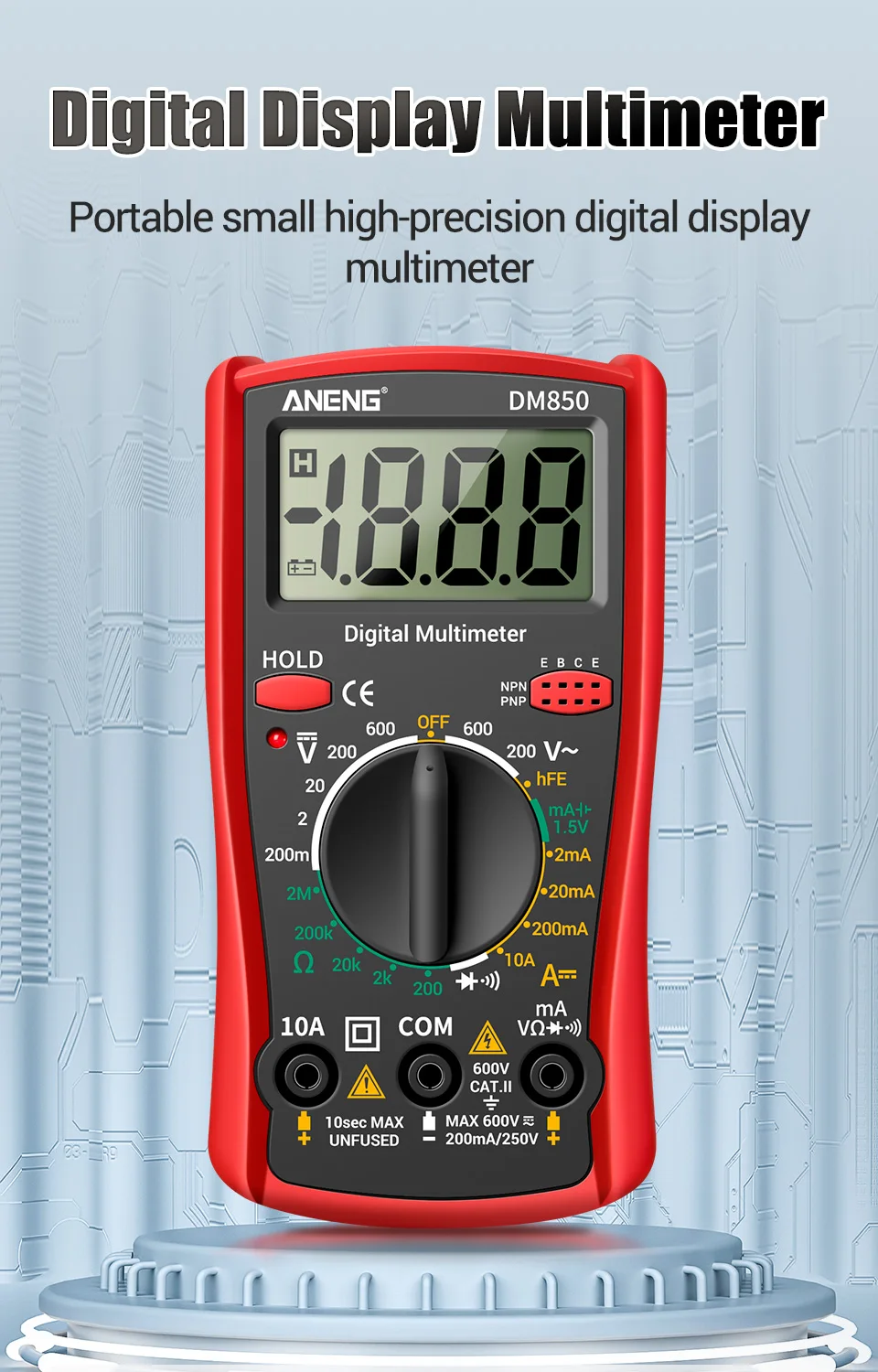ANENG DM850 Digital Multimeter Automatic Professional 1999 Counts Auto AC/DC Votage Tester Ohm Current Ammeter Detector Tool