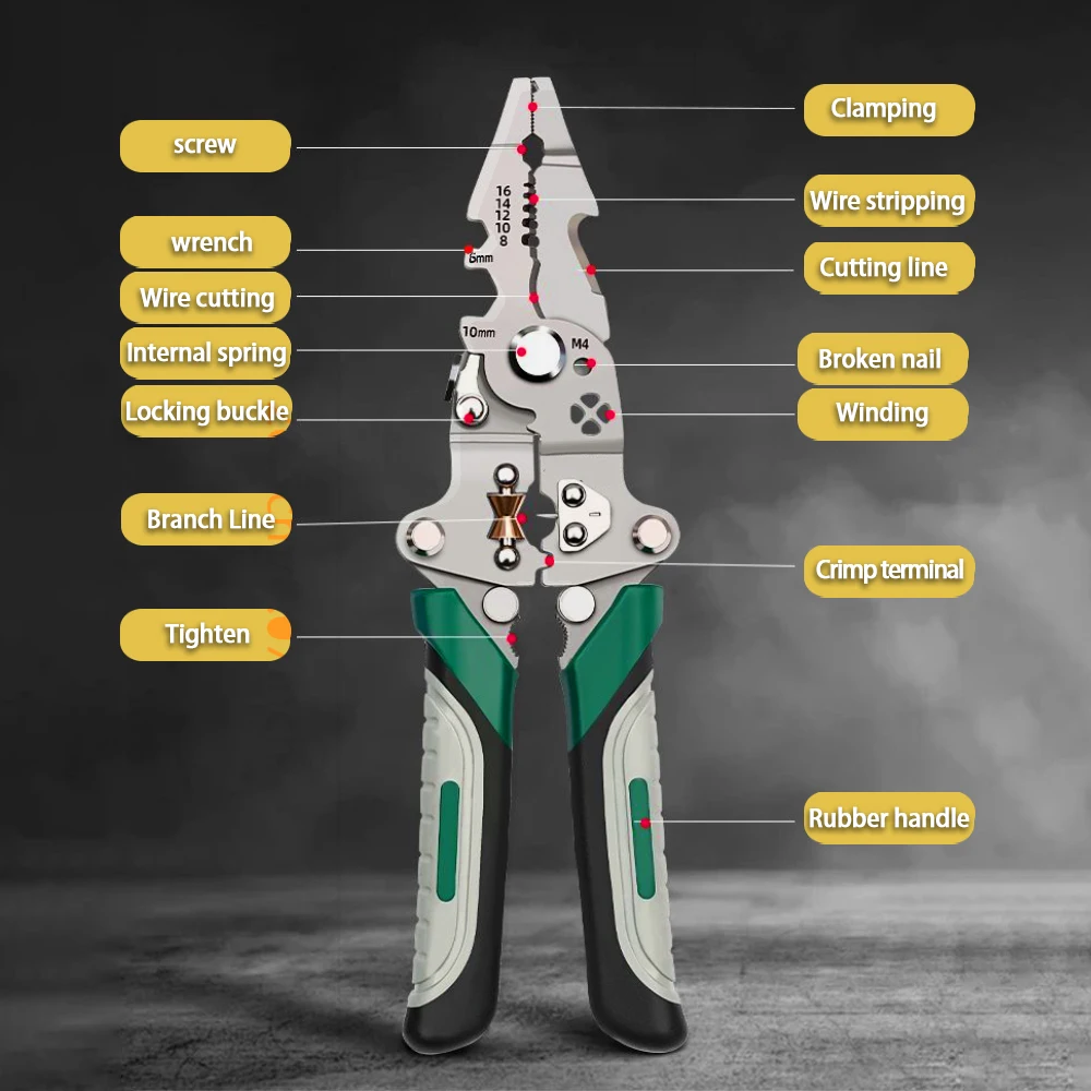 Foldable wire stripper, pulley design multi-function electrician wire splitter wire winding pliers crimping pliers hand tool Foldable wire stripper, pulley design multi-function electrician wire splitter wire winding pliers crimping pliers hand tool
