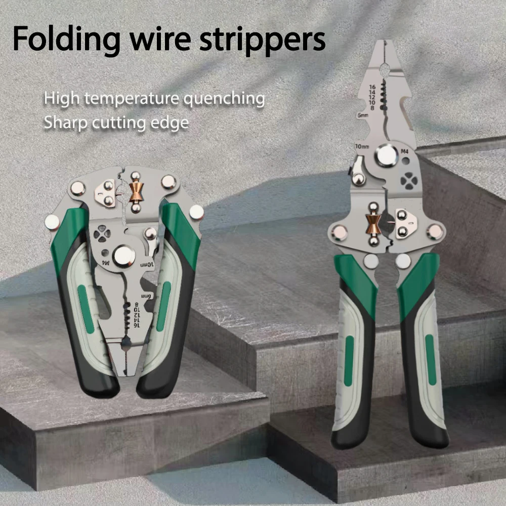 Foldable wire stripper, pulley design multi-function electrician wire splitter wire winding pliers crimping pliers hand tool Foldable wire stripper, pulley design multi-function electrician wire splitter wire winding pliers crimping pliers hand tool