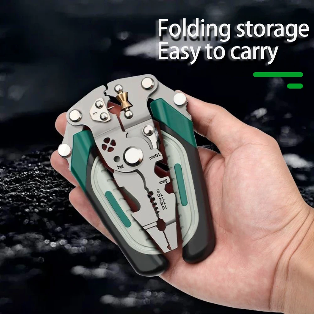 Foldable wire stripper, pulley design multi-function electrician wire splitter wire winding pliers crimping pliers hand tool Foldable wire stripper, pulley design multi-function electrician wire splitter wire winding pliers crimping pliers hand tool