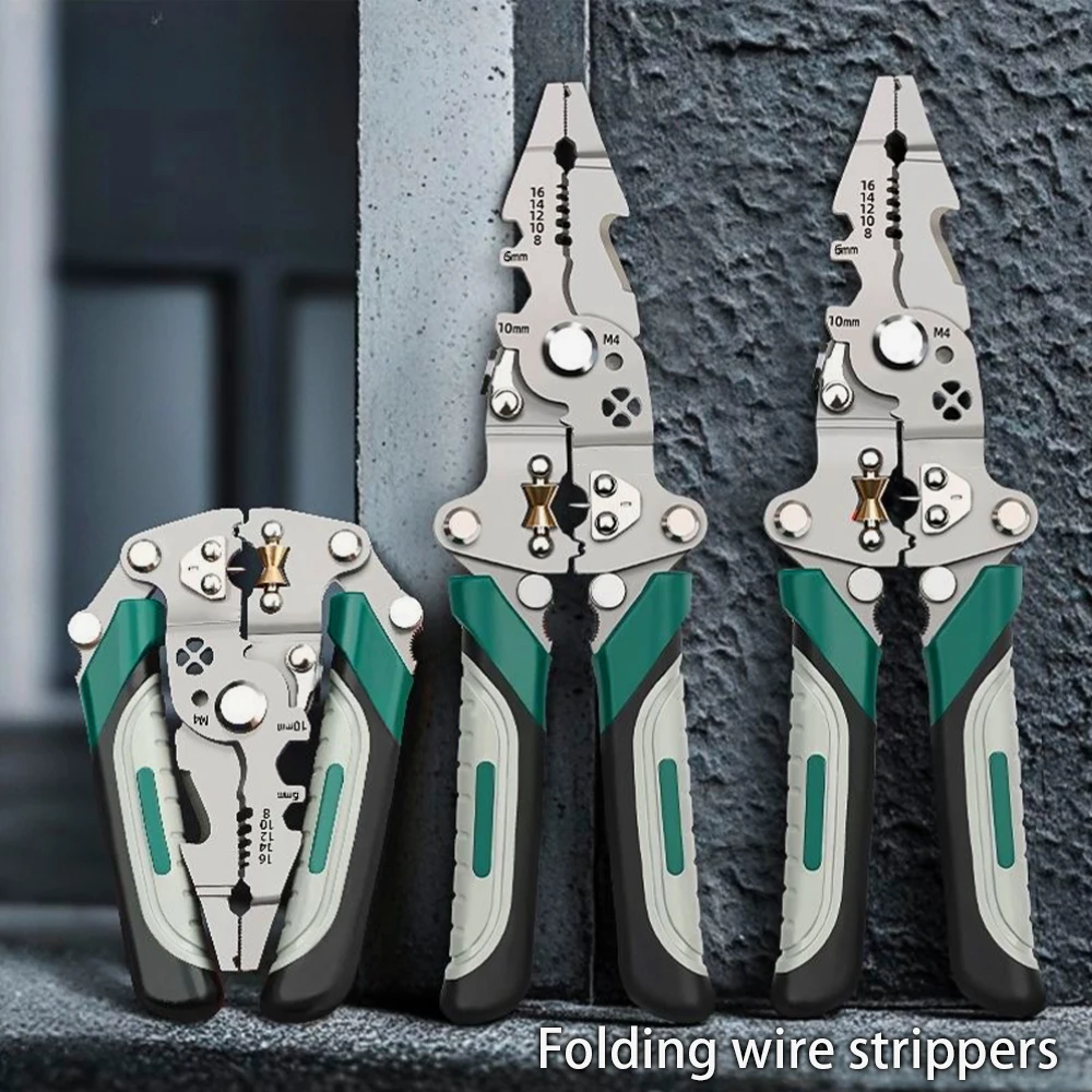 Foldable wire stripper, pulley design multi-function electrician wire splitter wire winding pliers crimping pliers hand tool Foldable wire stripper, pulley design multi-function electrician wire splitter wire winding pliers crimping pliers hand tool