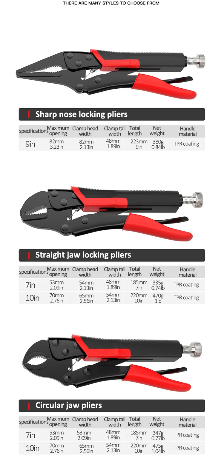 DELIXI ELECTRIC Lock Pliers 7-Inch Round/straight Universal Pressure Pliers Industrial-Grade Multifunctional Pliers