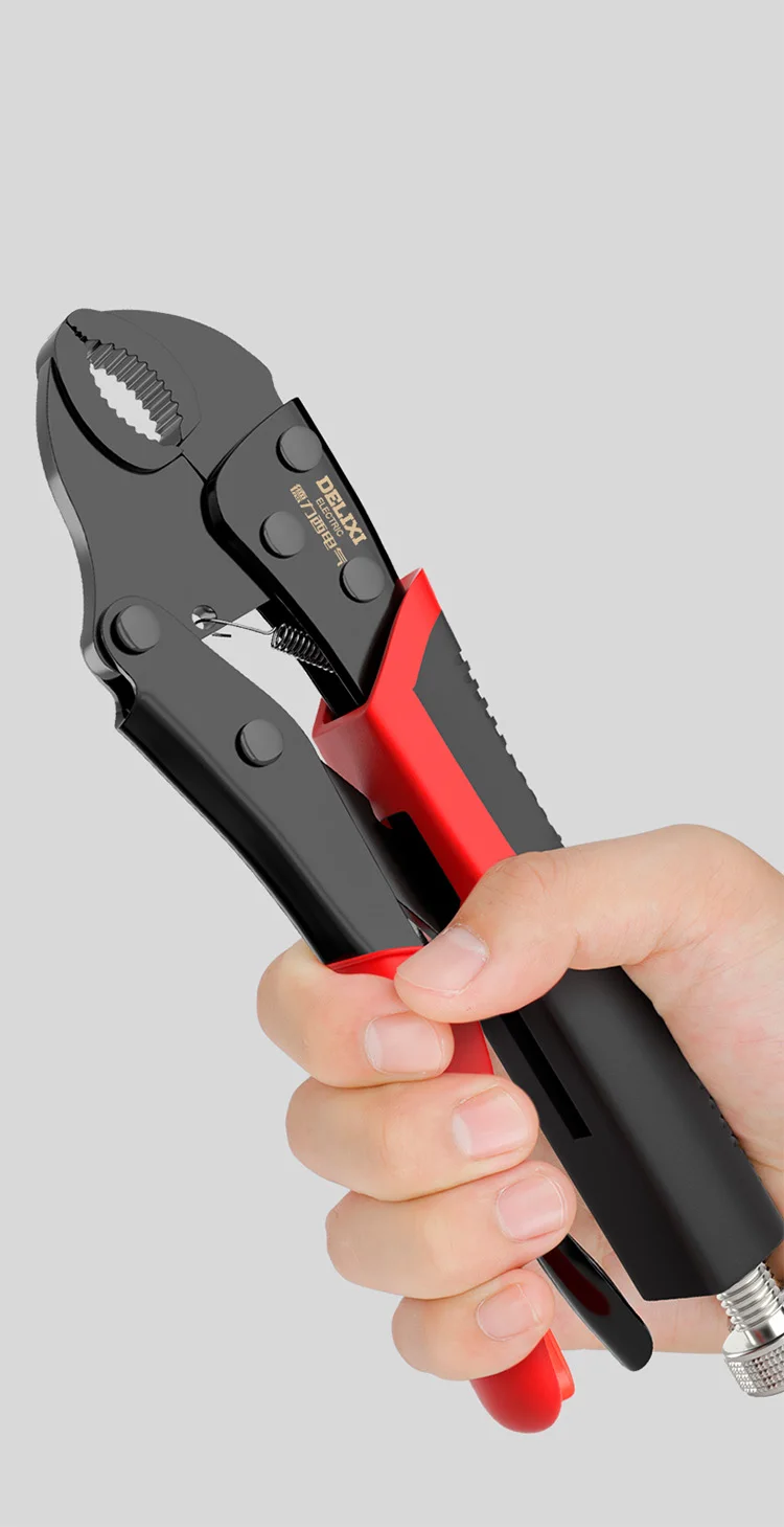 DELIXI ELECTRIC Lock Pliers 7-Inch Round/straight Universal Pressure Pliers Industrial-Grade Multifunctional Pliers