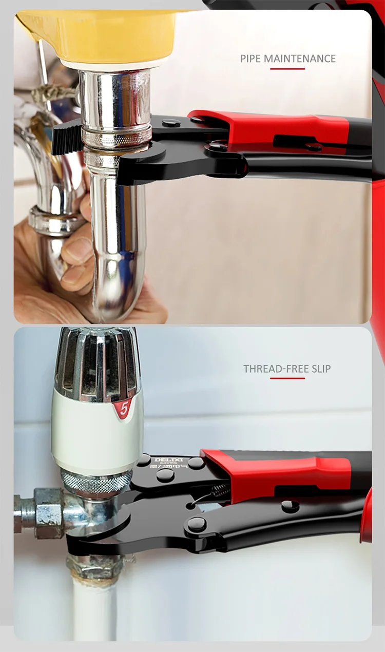 DELIXI ELECTRIC Lock Pliers 7-Inch Round/straight Universal Pressure Pliers Industrial-Grade Multifunctional Pliers