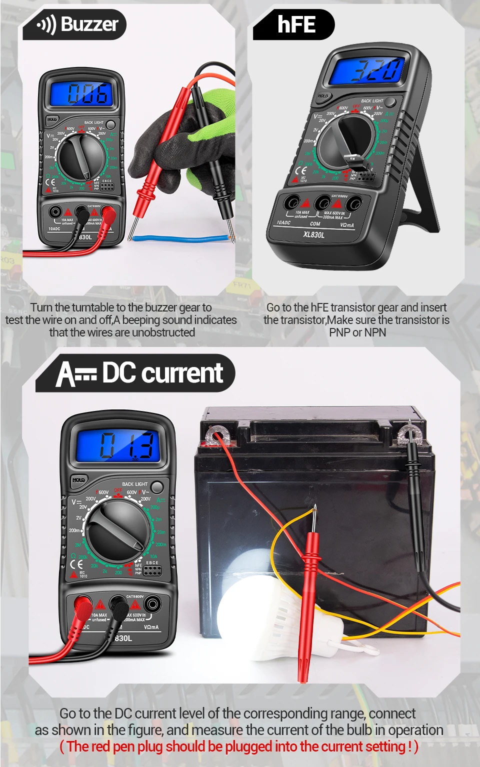 ANENG XL830L Digital Multimeter Esr Meter Testers Automotive Electrical Dmm Transistor Peak Tester Meter Capacitance Meter