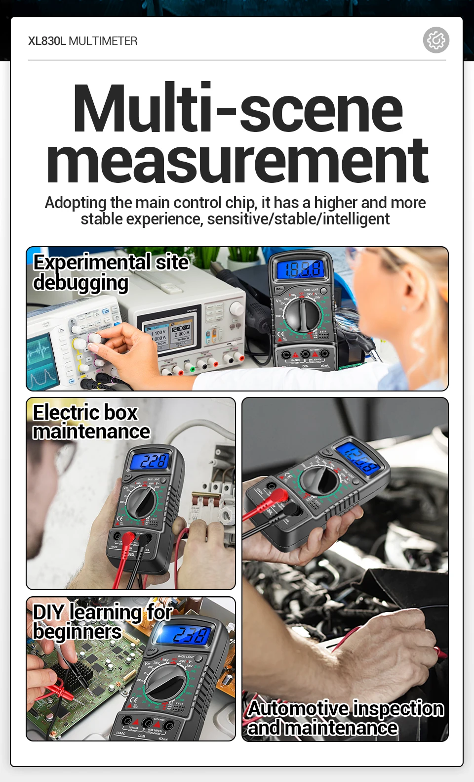 ANENG XL830L Digital Multimeter Esr Meter Testers Automotive Electrical Dmm Transistor Peak Tester Meter Capacitance Meter