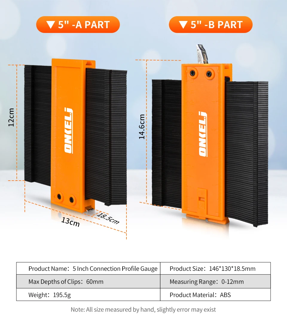ONKEL.J Brand Connection Contour Gauge Profile Tool Alloy Adjustable Lock Edge Shaping Wood Measure Ruler Tiles Meethulp Gauge ONKEL.J Brand Connection Contour Gauge Profile Tool Alloy Adjustable Lock Edge Shaping Wood Measure Ruler Tiles Meethulp Gauge