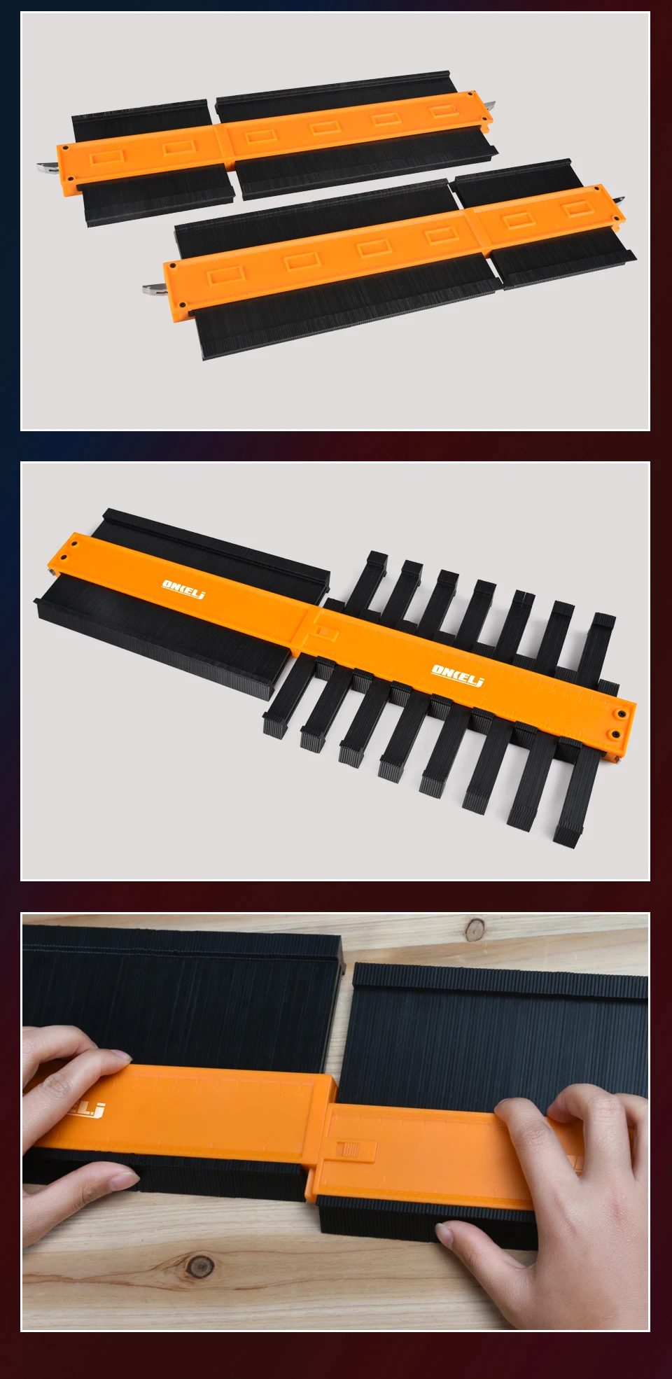 ONKEL.J Brand Connection Contour Gauge Profile Tool Alloy Adjustable Lock Edge Shaping Wood Measure Ruler Tiles Meethulp Gauge ONKEL.J Brand Connection Contour Gauge Profile Tool Alloy Adjustable Lock Edge Shaping Wood Measure Ruler Tiles Meethulp Gauge