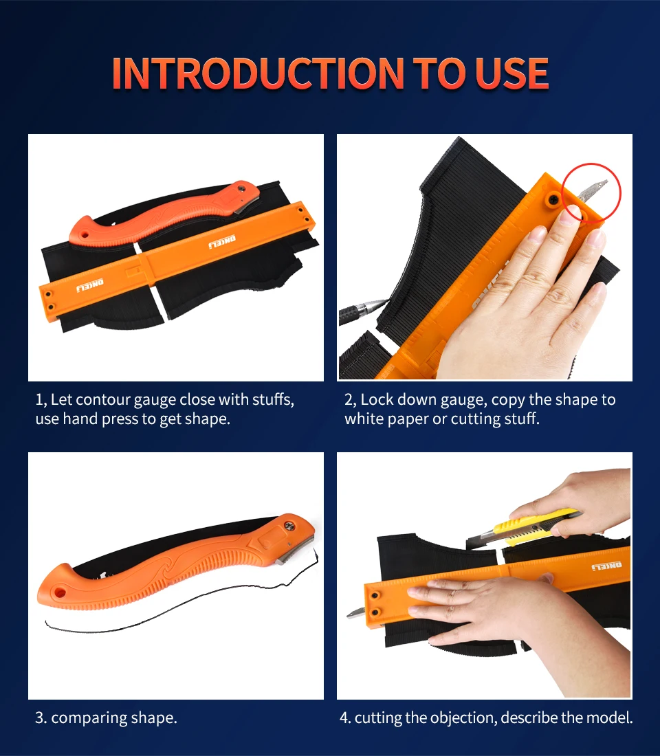 ONKEL.J Brand Connection Contour Gauge Profile Tool Alloy Adjustable Lock Edge Shaping Wood Measure Ruler Tiles Meethulp Gauge ONKEL.J Brand Connection Contour Gauge Profile Tool Alloy Adjustable Lock Edge Shaping Wood Measure Ruler Tiles Meethulp Gauge