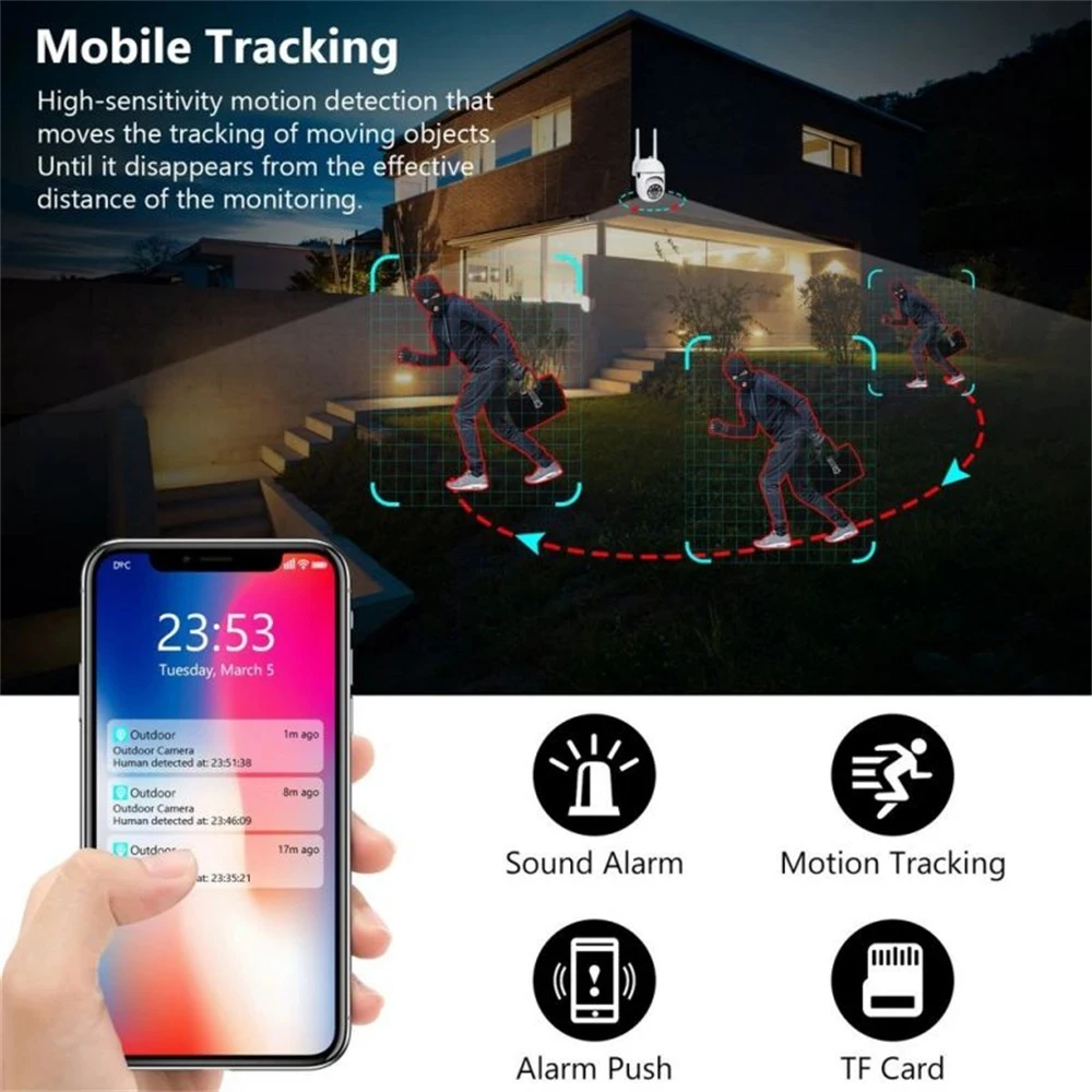 8MP WiFi Camera 2.4G Security Surveillance PTZ IR Night Vision Motion Detection Home Security Camera with 2 Antennas for Child 8MP WiFi Camera 2.4G Security Surveillance PTZ IR Night Vision Motion Detection Home Security Camera with 2 Antennas for Child