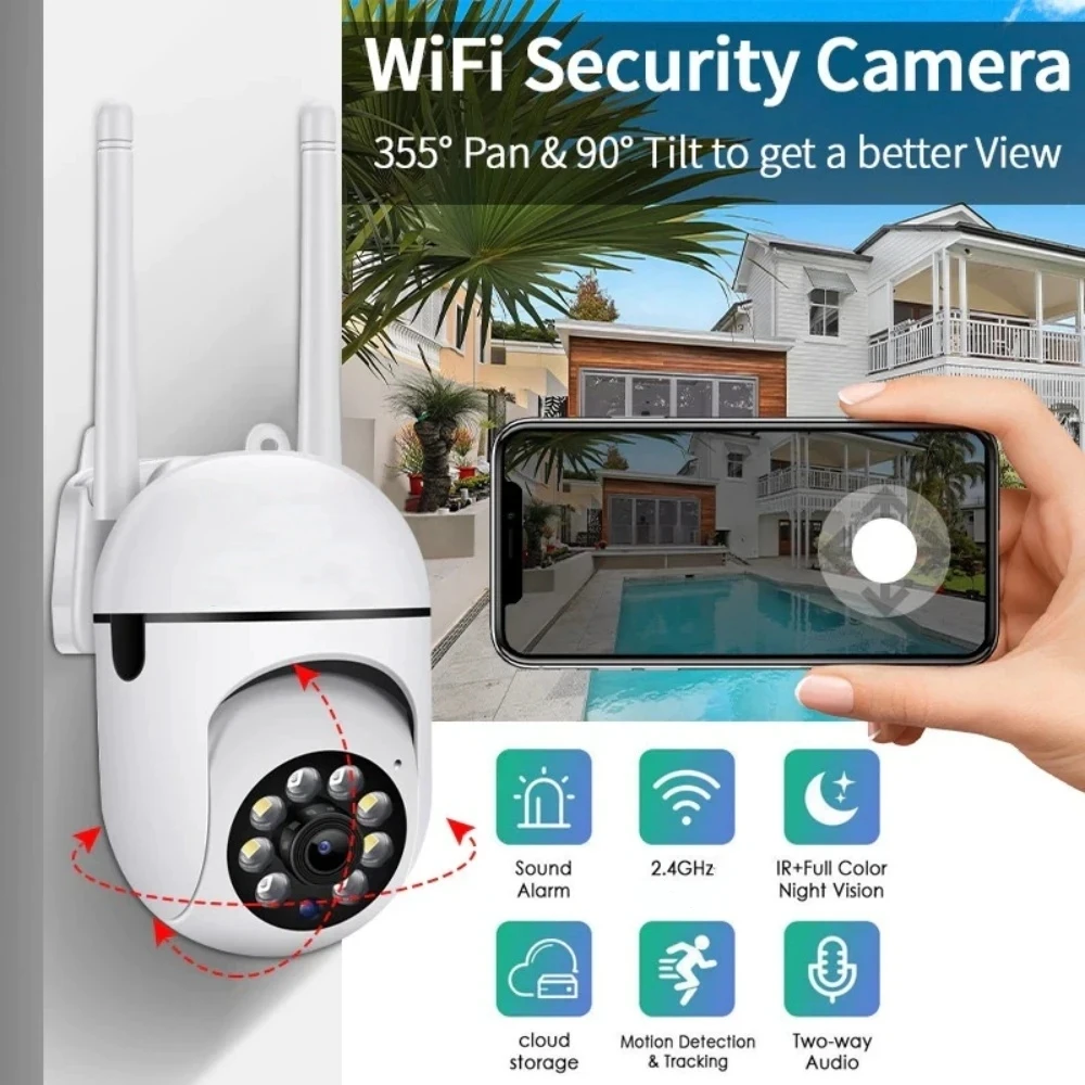 8MP WiFi Camera 2.4G Security Surveillance PTZ IR Night Vision Motion Detection Home Security Camera with 2 Antennas for Child 8MP WiFi Camera 2.4G Security Surveillance PTZ IR Night Vision Motion Detection Home Security Camera with 2 Antennas for Child
