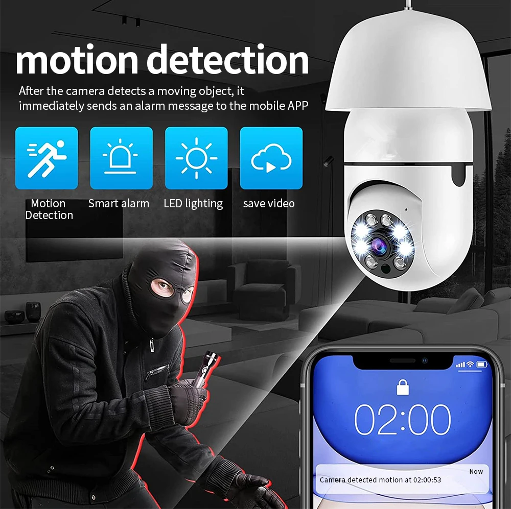 E27 Surveillance Camera Full Color Night Vision Automatic Human Tracking Zoom Indoor Security Monitor Wifi Miini IP Camera E27 Surveillance Camera Full Color Night Vision Automatic Human Tracking Zoom Indoor Security Monitor Wifi Miini IP Camera