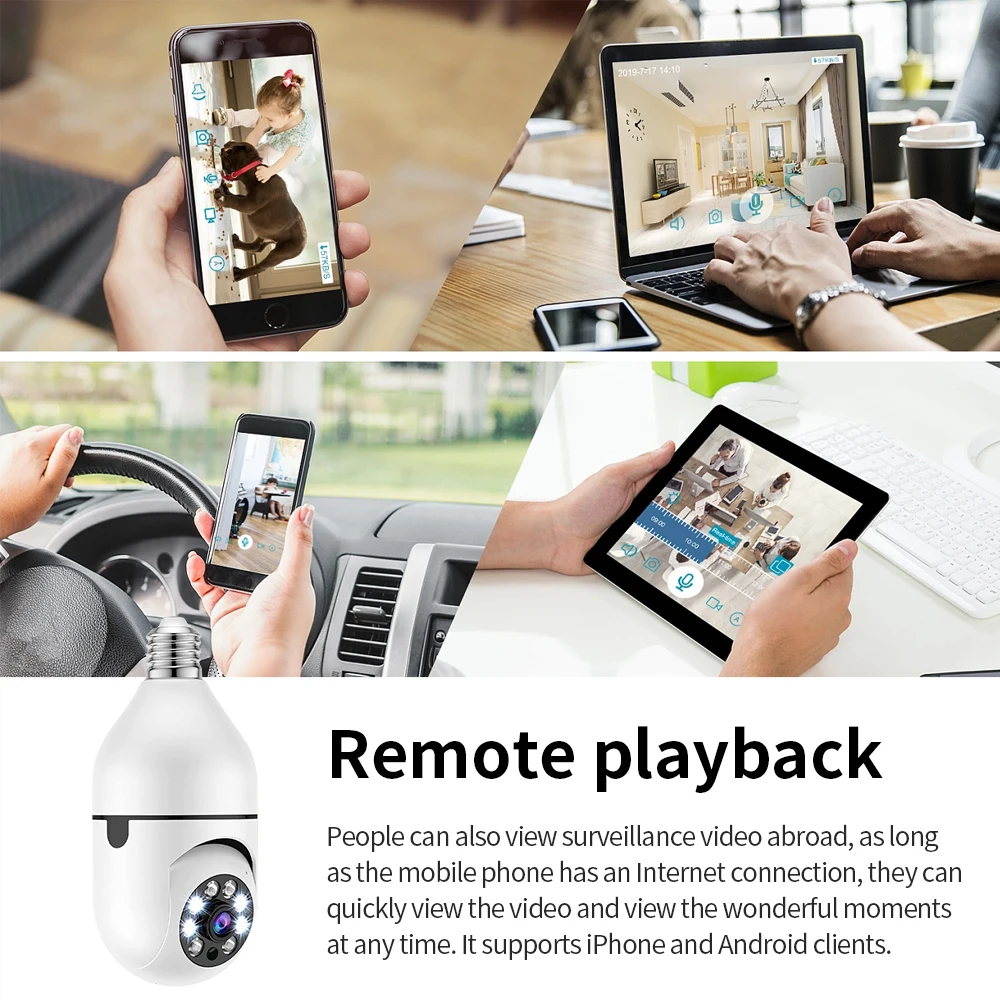 E27 Surveillance Camera Full Color Night Vision Automatic Human Tracking Zoom Indoor Security Monitor Wifi Miini IP Camera E27 Surveillance Camera Full Color Night Vision Automatic Human Tracking Zoom Indoor Security Monitor Wifi Miini IP Camera