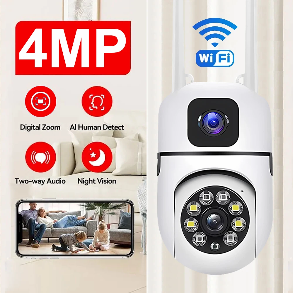 WiFi IP Camera Security Protection Dual Lens Dual Screen Wireless Indoor Monitor Auto Track PTZ CCTV Video Surveillance V380 Pro WiFi IP Camera Security Protection Dual Lens Dual Screen Wireless Indoor Monitor Auto Track PTZ CCTV Video Surveillance V380 Pro