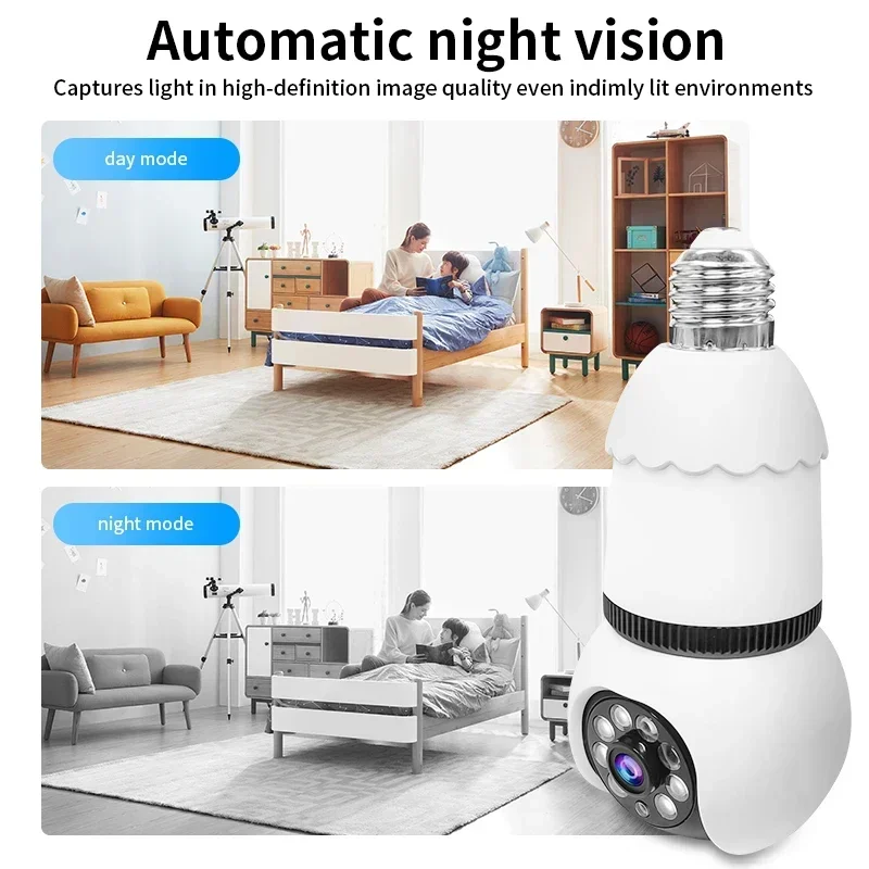 8MP E27 LED Bulb Camera WiFi Surveillance Camera HD PTZ 8X Zoom AI Tracking Indoor Video Color Night Vision Wireless Cam CCTV 8MP E27 LED Bulb Camera WiFi Surveillance Camera HD PTZ 8X Zoom AI Tracking Indoor Video Color Night Vision Wireless Cam CCTV