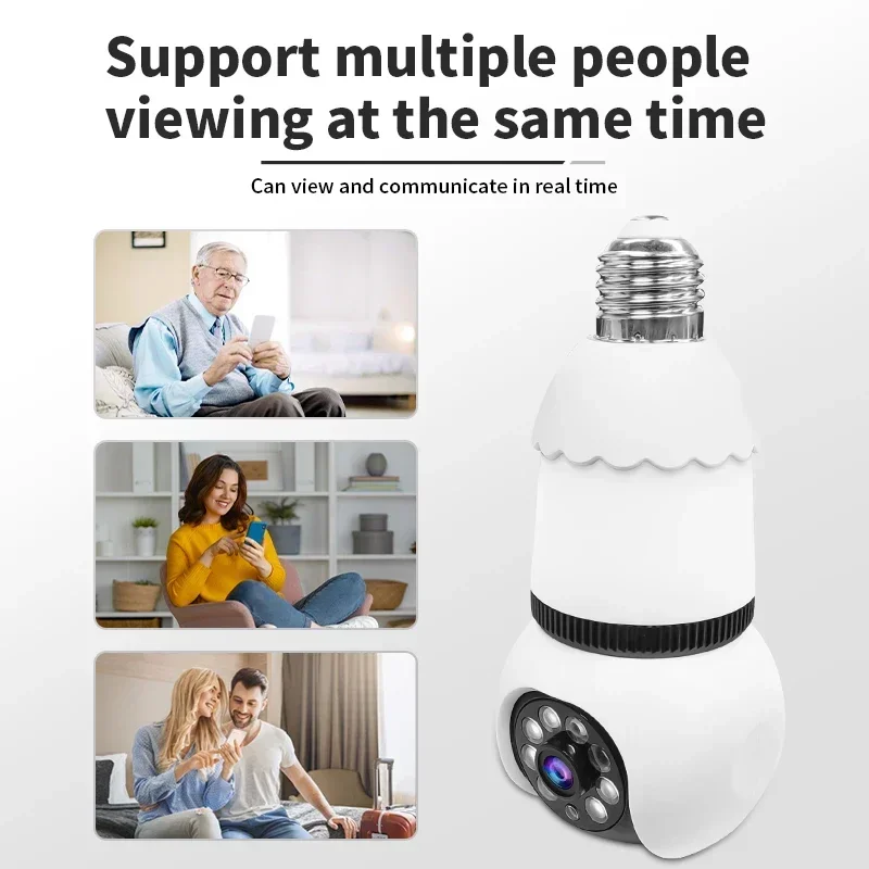 8MP E27 LED Bulb Camera WiFi Surveillance Camera HD PTZ 8X Zoom AI Tracking Indoor Video Color Night Vision Wireless Cam CCTV 8MP E27 LED Bulb Camera WiFi Surveillance Camera HD PTZ 8X Zoom AI Tracking Indoor Video Color Night Vision Wireless Cam CCTV