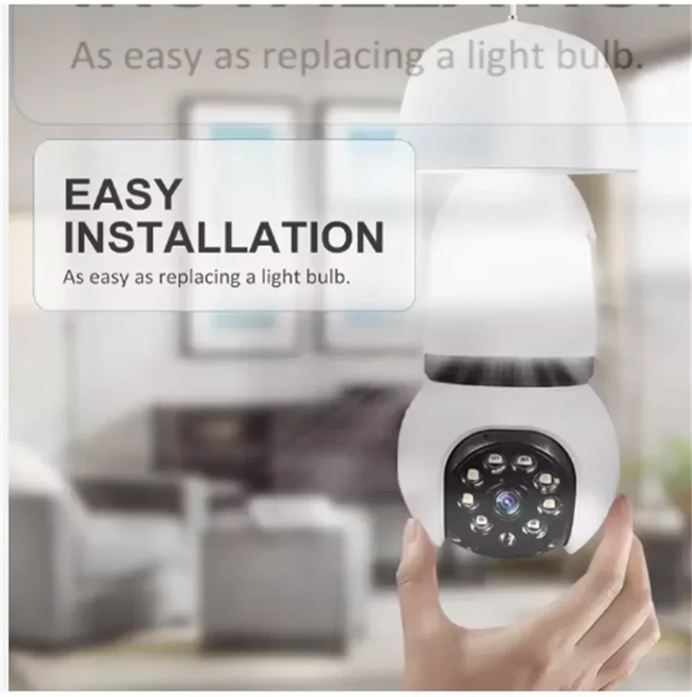 8MP E27 LED Bulb Camera WiFi Surveillance Camera HD PTZ 8X Zoom AI Tracking Indoor Video Color Night Vision Wireless Cam CCTV 8MP E27 LED Bulb Camera WiFi Surveillance Camera HD PTZ 8X Zoom AI Tracking Indoor Video Color Night Vision Wireless Cam CCTV