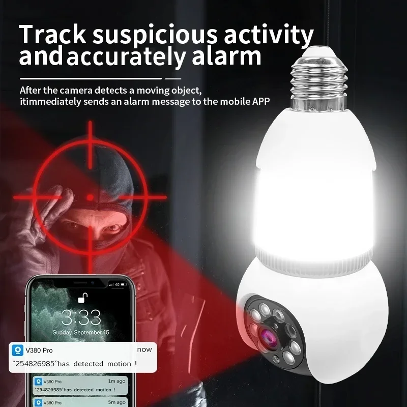 8MP E27 LED Bulb Camera WiFi Surveillance Camera HD PTZ 8X Zoom AI Tracking Indoor Video Color Night Vision Wireless Cam CCTV 8MP E27 LED Bulb Camera WiFi Surveillance Camera HD PTZ 8X Zoom AI Tracking Indoor Video Color Night Vision Wireless Cam CCTV