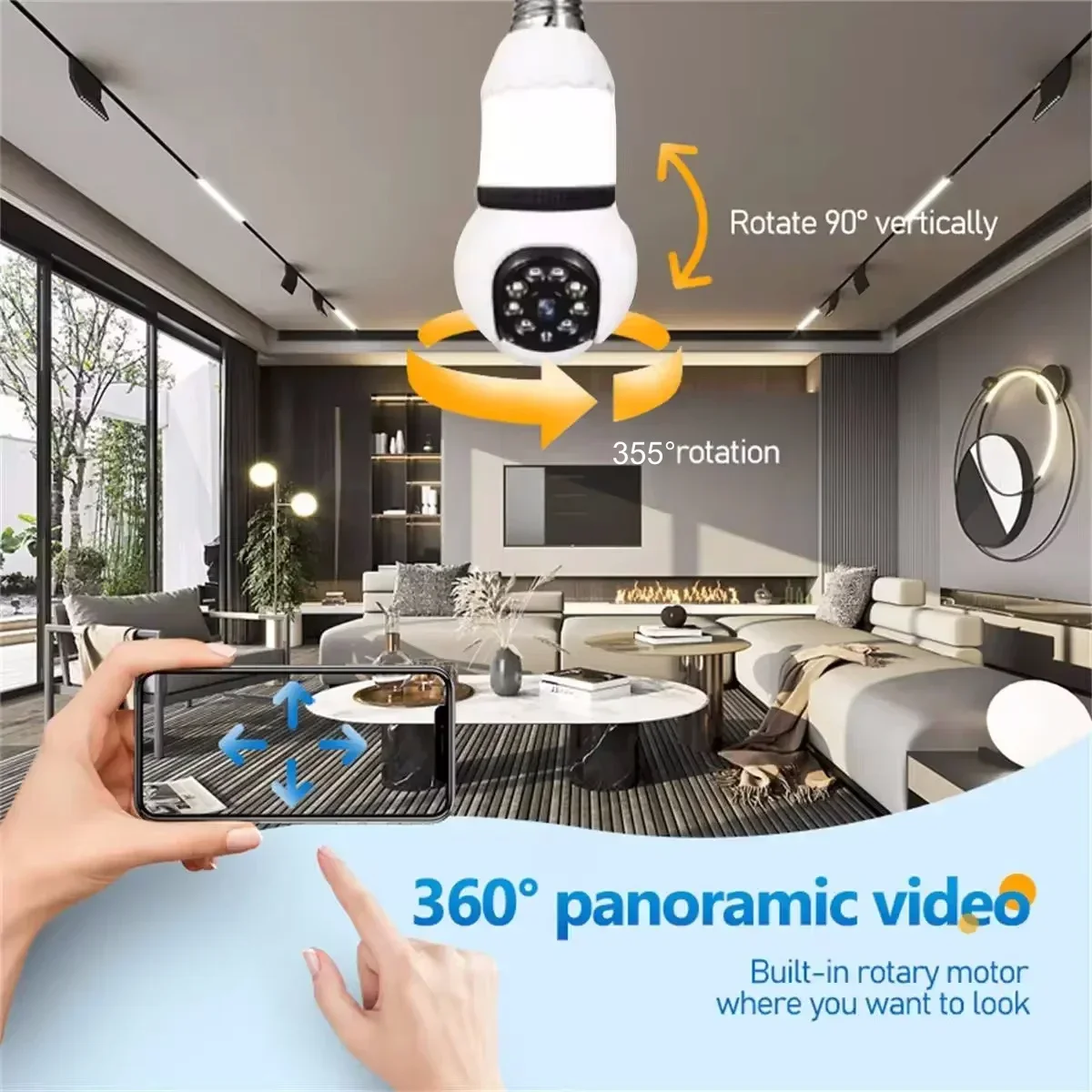 8MP E27 LED Bulb Camera WiFi Surveillance Camera HD PTZ 8X Zoom AI Tracking Indoor Video Color Night Vision Wireless Cam CCTV 8MP E27 LED Bulb Camera WiFi Surveillance Camera HD PTZ 8X Zoom AI Tracking Indoor Video Color Night Vision Wireless Cam CCTV