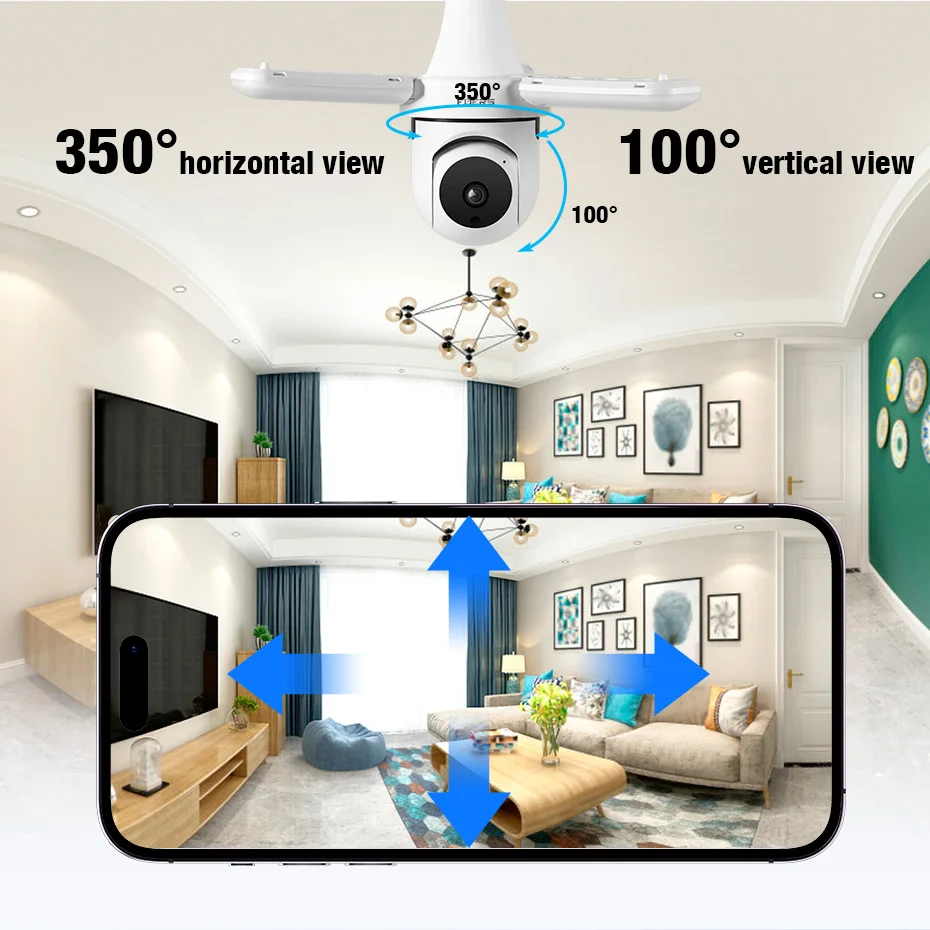 FUERS E27 Bulb Indoor Camera Security Indoor Monitor Wireless 2.4G WiFi Automatic Human Tracking FloodLight Surveillance Camera FUERS E27 Bulb Indoor Camera Security Indoor Monitor Wireless 2.4G WiFi Automatic Human Tracking FloodLight Surveillance Camera