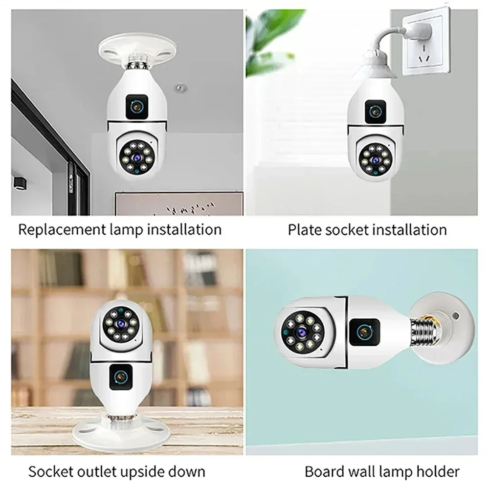 8MP E27 Bulb WIFI Camera 8X Zoom Dual Lens Indoor Surveillance Human Tracking Wireless Two-way Audio Cameras Color Night Vision 8MP E27 Bulb WIFI Camera 8X Zoom Dual Lens Indoor Surveillance Human Tracking Wireless Two-way Audio Cameras Color Night Vision