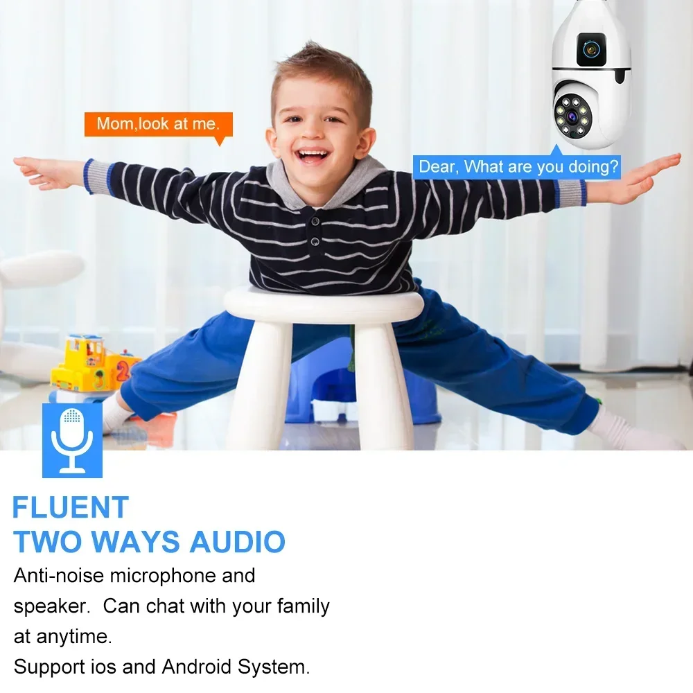 8MP E27 Bulb WIFI Camera 8X Zoom Dual Lens Indoor Surveillance Human Tracking Wireless Two-way Audio Cameras Color Night Vision 8MP E27 Bulb WIFI Camera 8X Zoom Dual Lens Indoor Surveillance Human Tracking Wireless Two-way Audio Cameras Color Night Vision