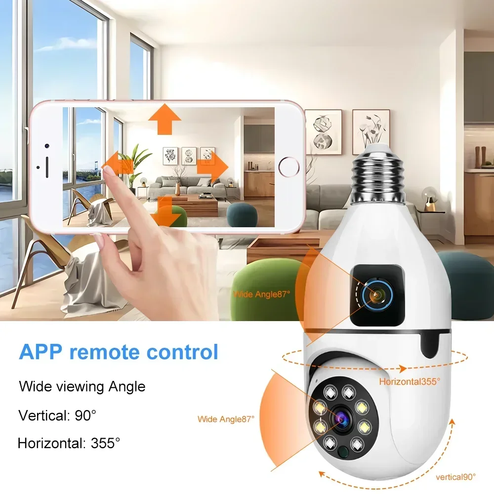 8MP E27 Bulb WIFI Camera 8X Zoom Dual Lens Indoor Surveillance Human Tracking Wireless Two-way Audio Cameras Color Night Vision 8MP E27 Bulb WIFI Camera 8X Zoom Dual Lens Indoor Surveillance Human Tracking Wireless Two-way Audio Cameras Color Night Vision