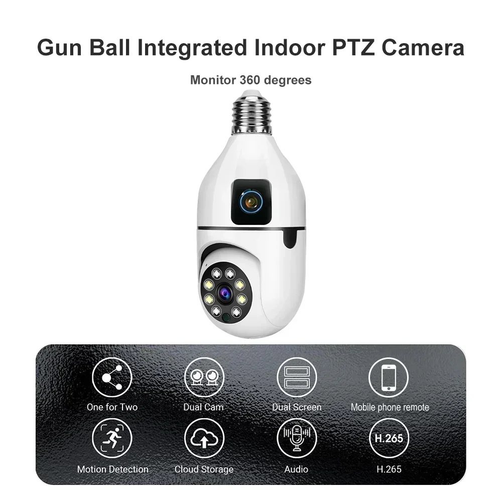 8MP E27 Bulb WIFI Camera 8X Zoom Dual Lens Indoor Surveillance Human Tracking Wireless Two-way Audio Cameras Color Night Vision 8MP E27 Bulb WIFI Camera 8X Zoom Dual Lens Indoor Surveillance Human Tracking Wireless Two-way Audio Cameras Color Night Vision