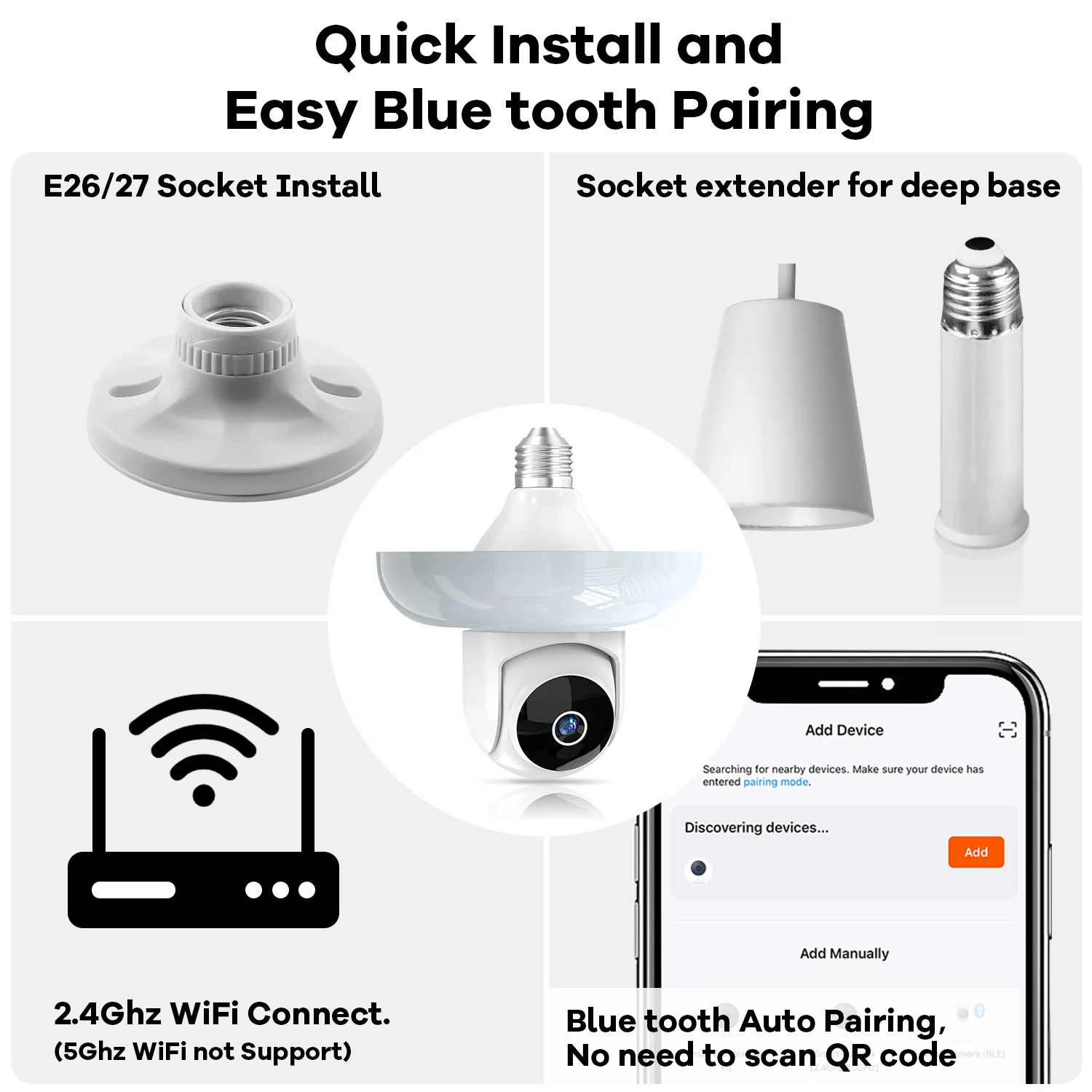 Three Lens Triple Screen 6MP Wireless Wifi E27 Light Bulb Camera V380Pro 360° PTZ Bulb Camera Home Security CCTV Baby Monitor Three Lens Triple Screen 6MP Wireless Wifi E27 Light Bulb Camera V380Pro 360° PTZ Bulb Camera Home Security CCTV Baby Monitor